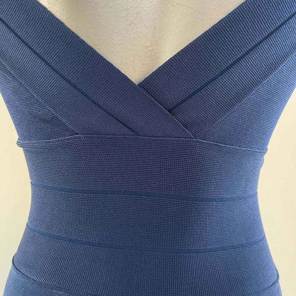 Armani Exchange Navy Blue Sleeveless Bandage Fit and Flare Dress - Picture 5 of 6